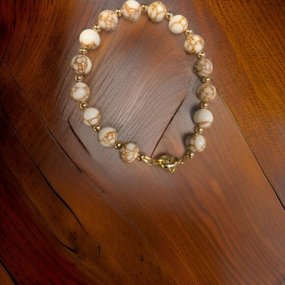 Marble and gold bracelet~ 7 inches - Picture 3 of 3